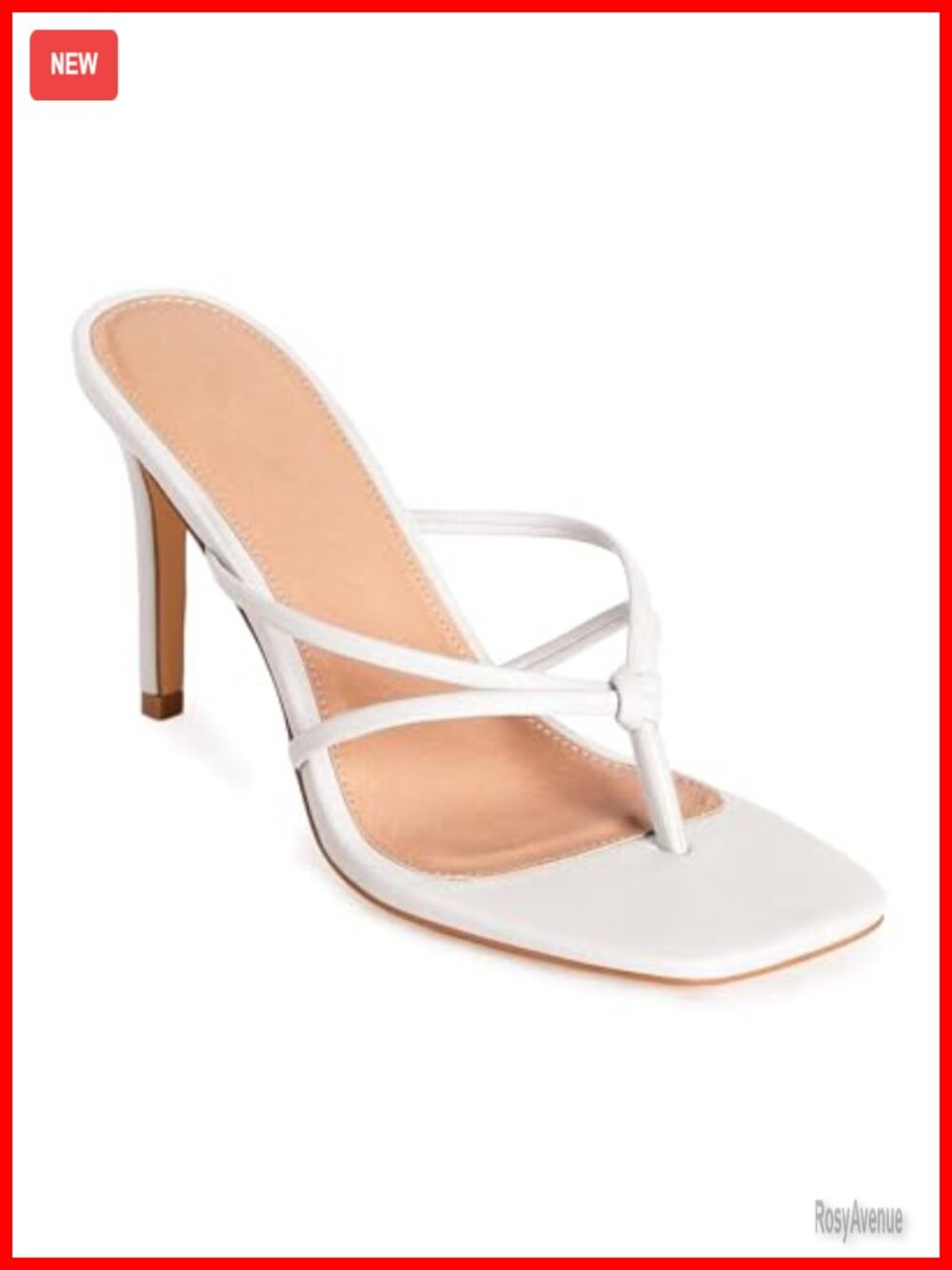 Women's Strappy Square Toe Heeled Sandals Slip On Stiletto Thong Slide